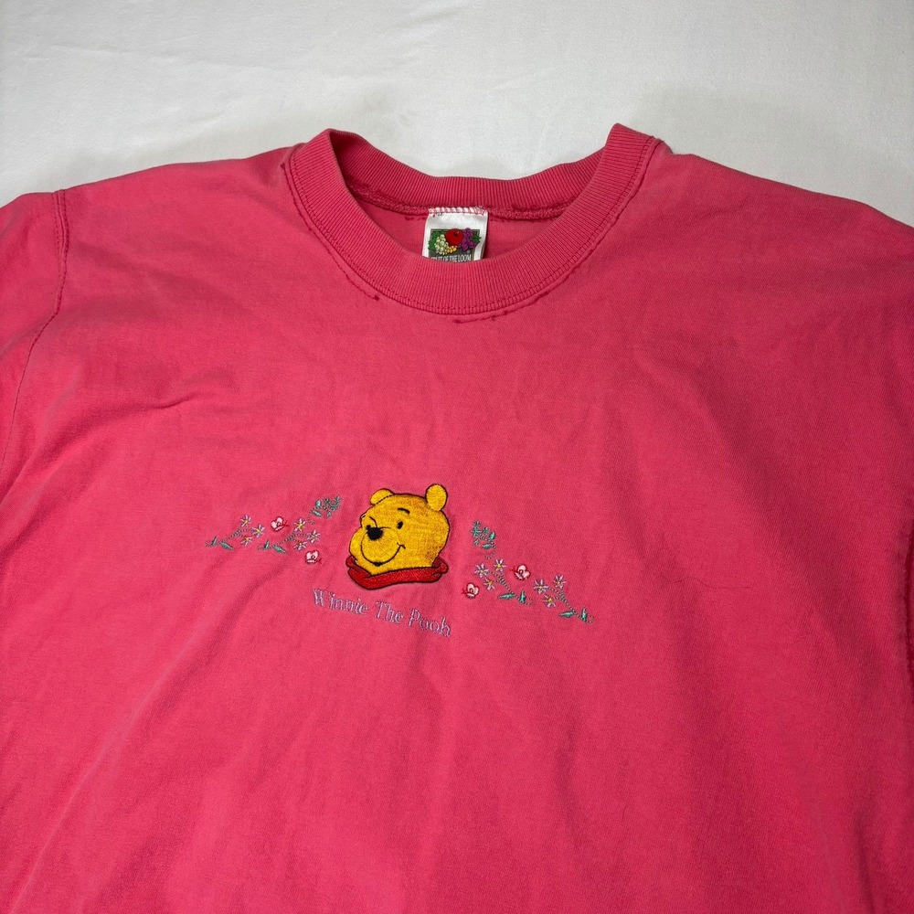VTG Winnie the Pooh T-Shirt Fruit of the Loom Unisex L Pink Disney 90s Tee